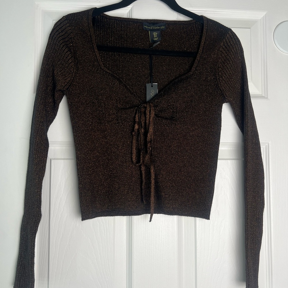 House of Harlow 1960 Metallic Bronze Brown Sweater S